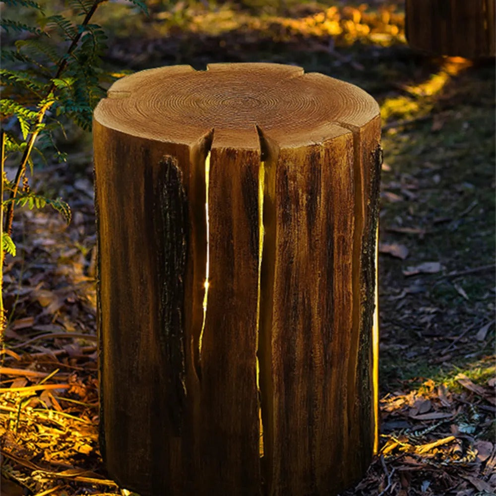 Ray Natural Column Wood Outdoor Floor Lamp Table