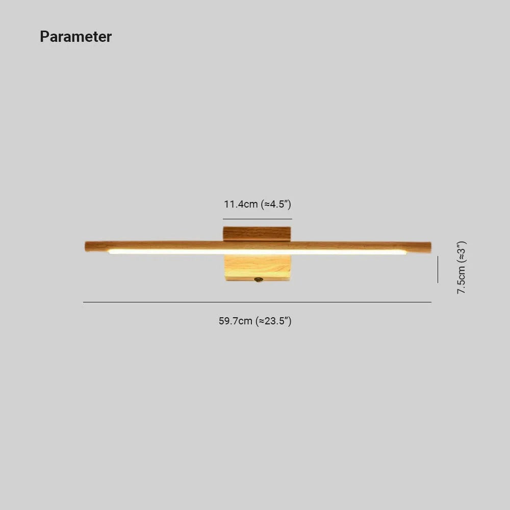 Muto Mirror Front Vanity Wall Lamp Nature Linear, Acrylic/Wood - Letslighting