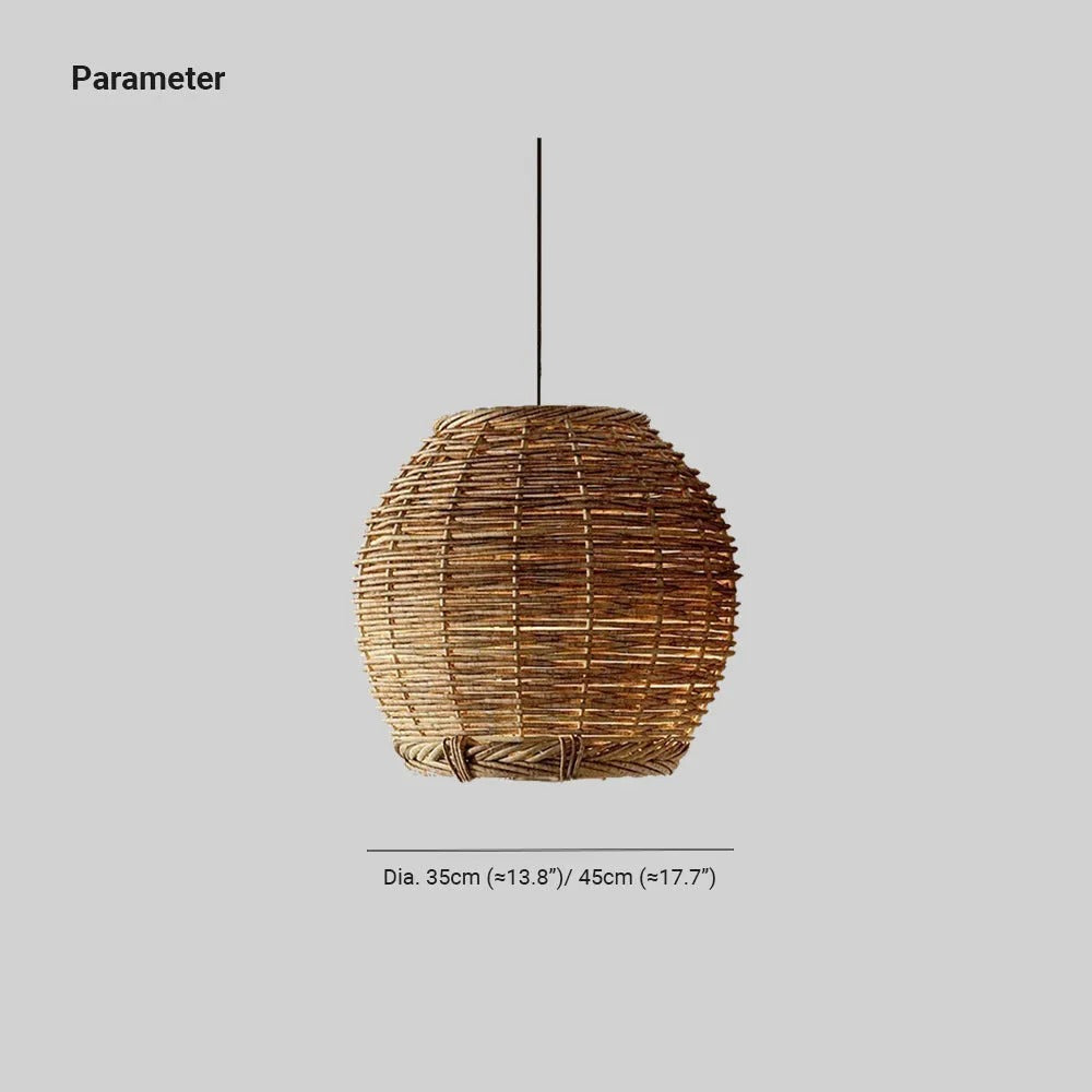 Ritta Retro LED Pendant Light Wood Rattan Living Room Restaurant - Letslighting