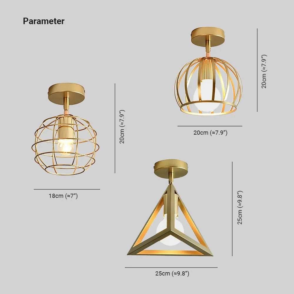Arisha Semi Art Deco Globe Flush Mount Ceiling Light, Brass - Letslighting