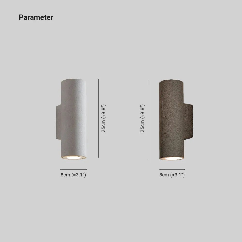 Ray Minimalist Cylindrical LED Outdoor Wall Lamp Cement Garden Corridor