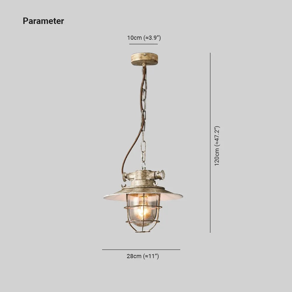 Epoch Industrial Metal Glass Pendant Light Bedroom