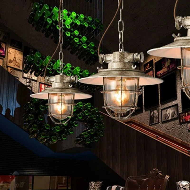 Epoch Industrial Metal Glass Pendant Light Bedroom