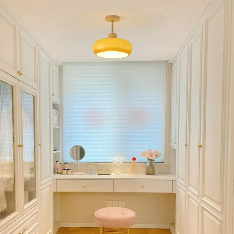Valentina Flush Mount Ceiling Light Cup Minimalist Wood Glass