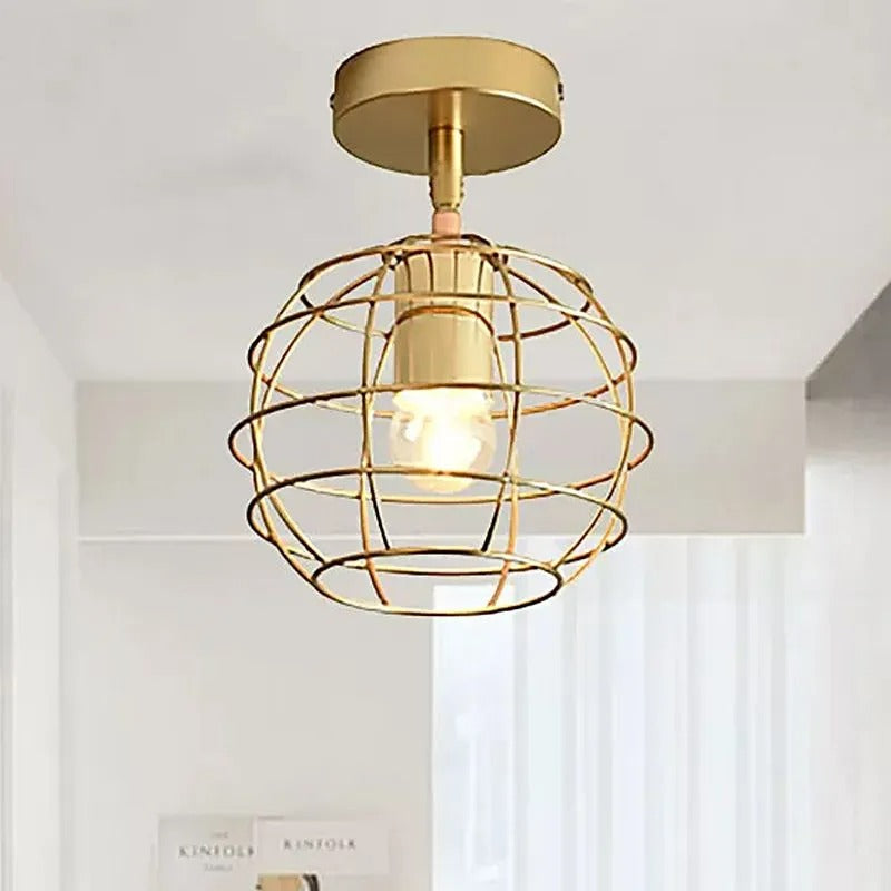 Arisha Semi Art Deco Globe Flush Mount Ceiling Light, Brass - Letslighting