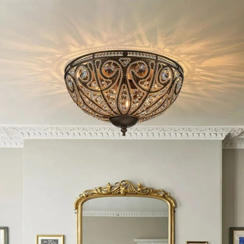 Kristy Retro LED Flush Mount Ceiling Light Metal/Glass Living Room