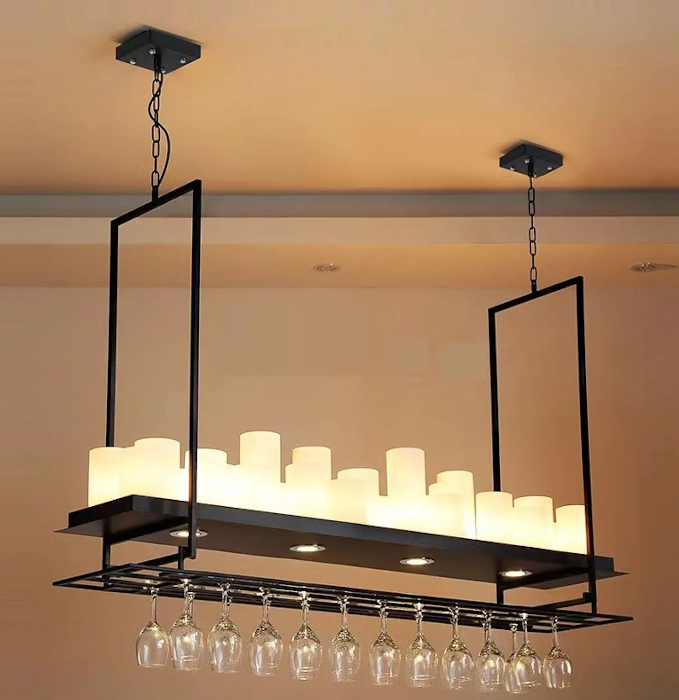 Epoch Candle Pendant Lighting for Kitchen Island Wine Glass Holder