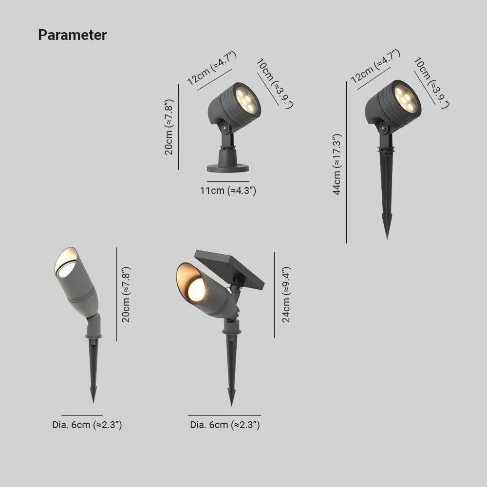 Ray Modern Round Glass/Metal Solar Outdoor Ground Lamp Spotlight