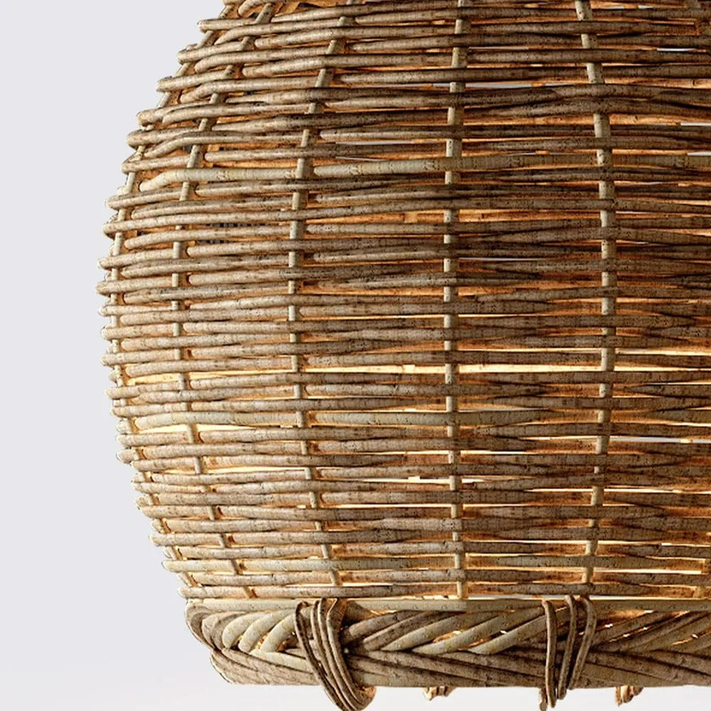 Ritta Retro LED Pendant Light Wood Rattan Living Room Restaurant - Letslighting