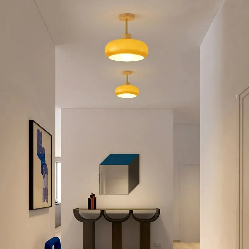 Valentina Flush Mount Ceiling Light Cup Minimalist Wood Glass