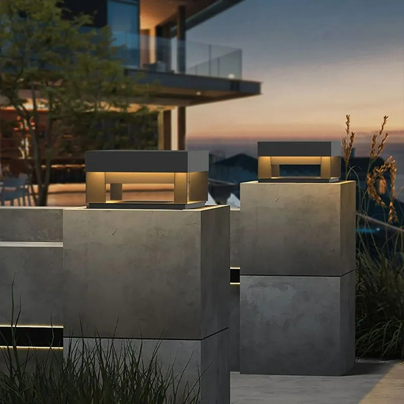 Ray Post Modern Solar Square Metal LED Outdoor Light