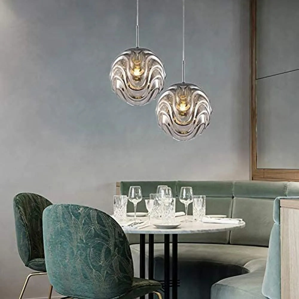 Valentina Modern Sphere Pendant Light Glass Gold/Black Dining Room