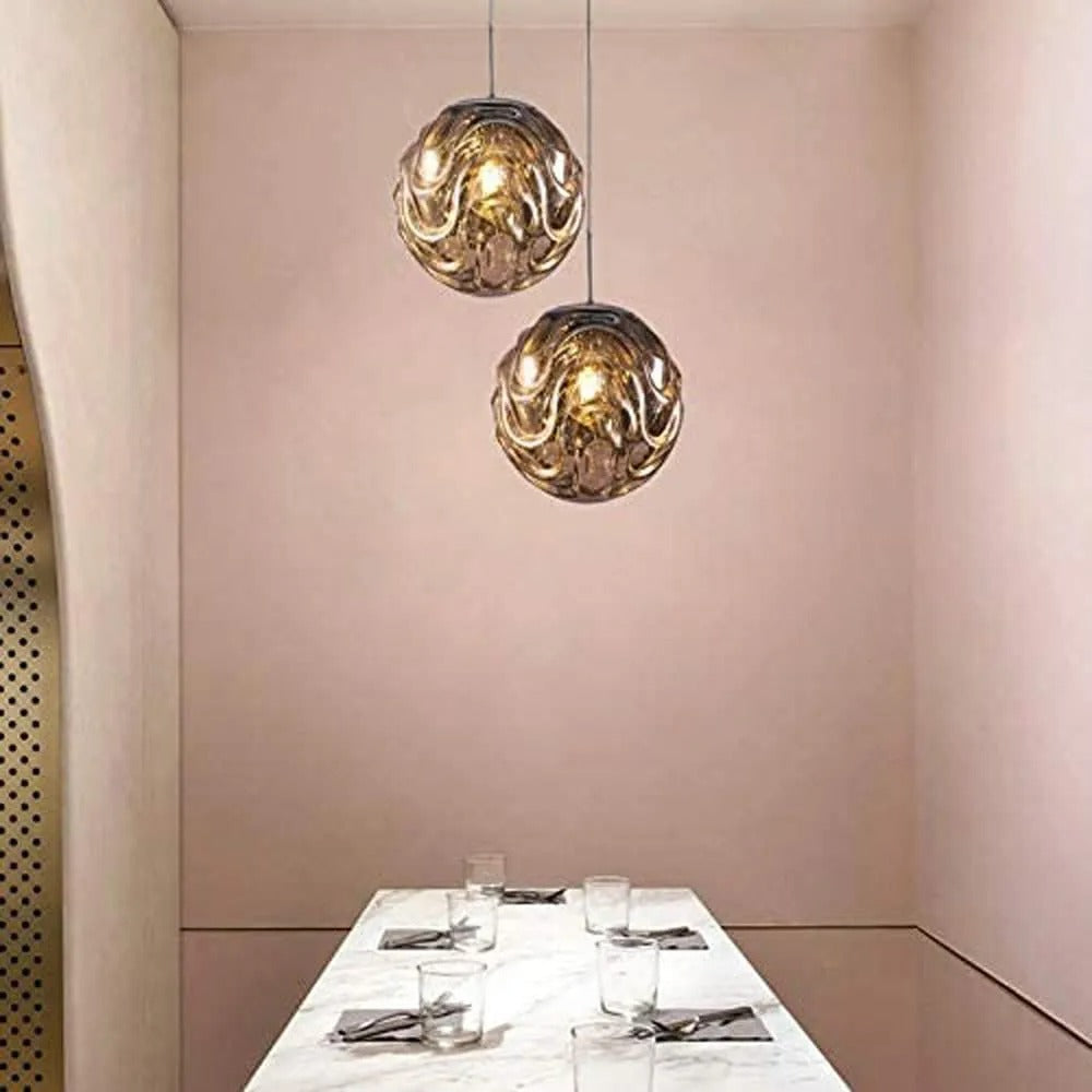 Valentina Modern Sphere Pendant Light Glass Gold/Black Dining Room