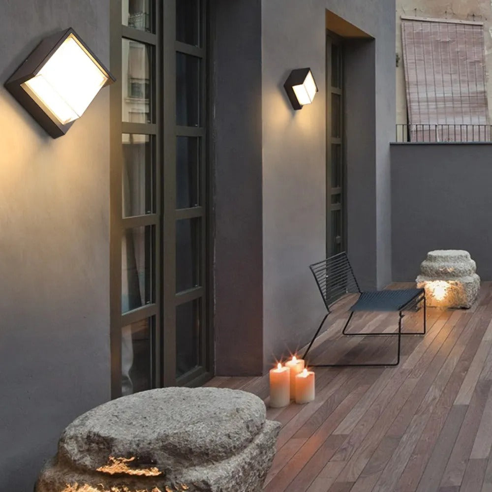 Ray Modern Square Metal Outdoor Wall Lamp