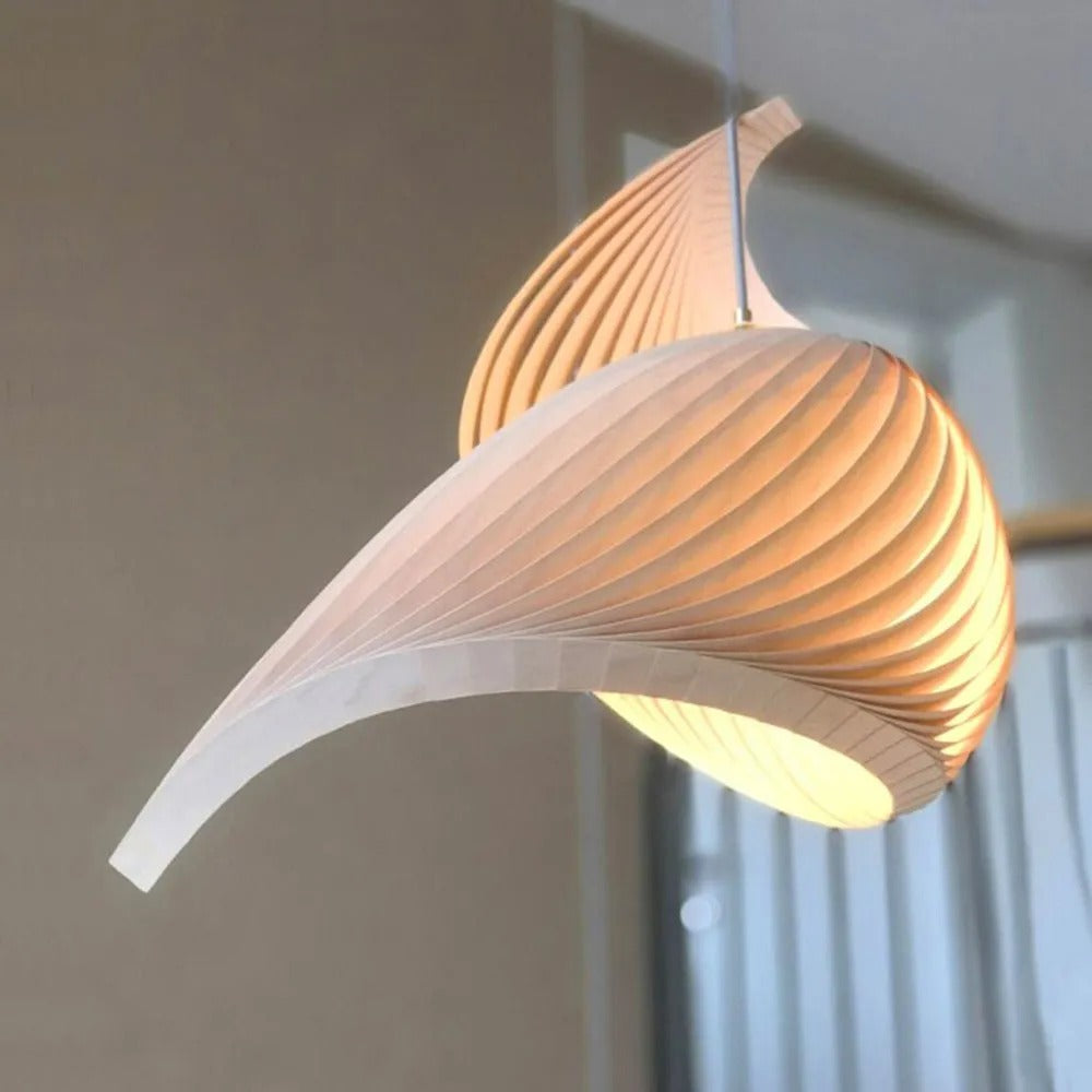 Ritta Modern Conch Shell /Wood Pendant Light, Wooden - Letslighting