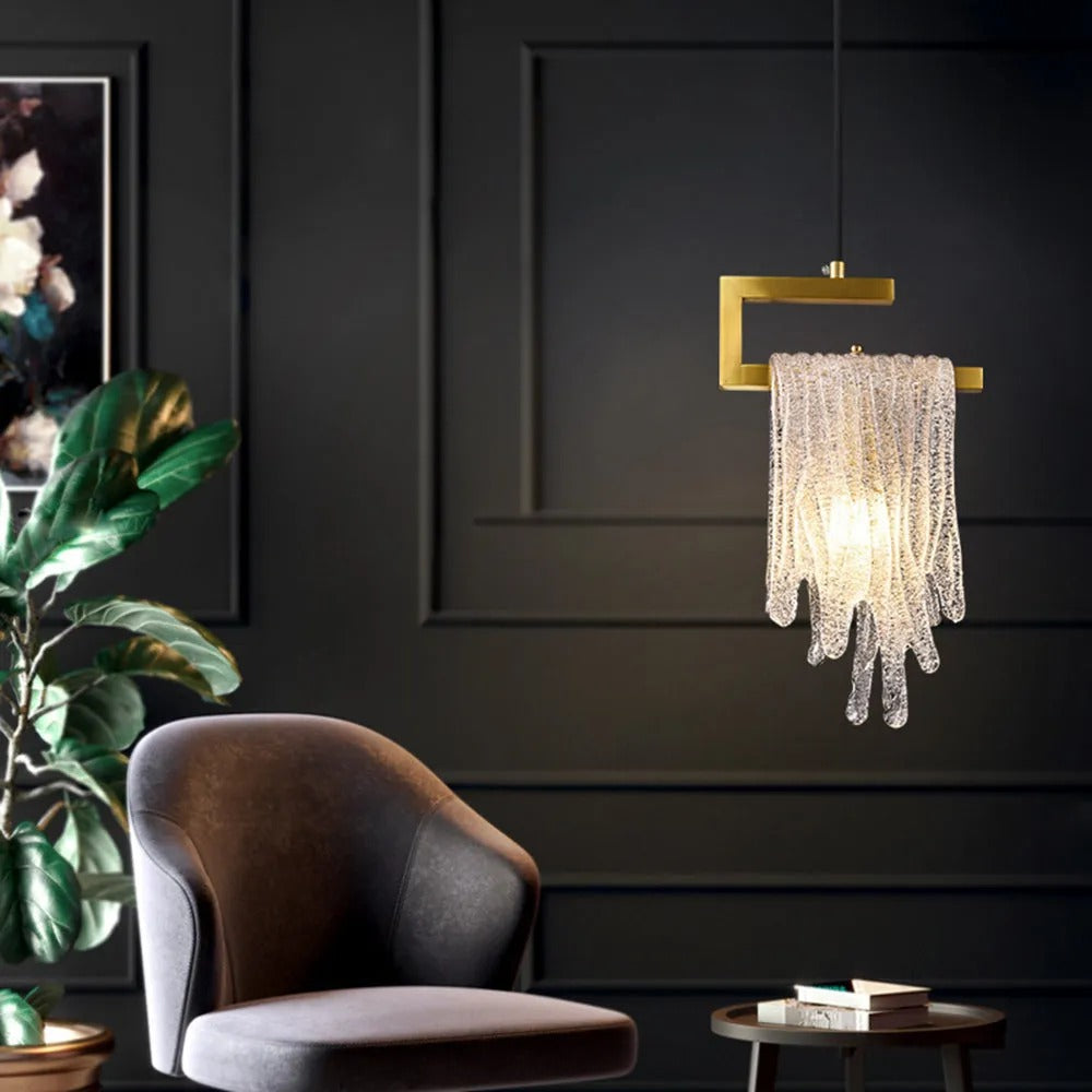 Kristy Modern Flowing Jelly Pendant Light Crystal Brass