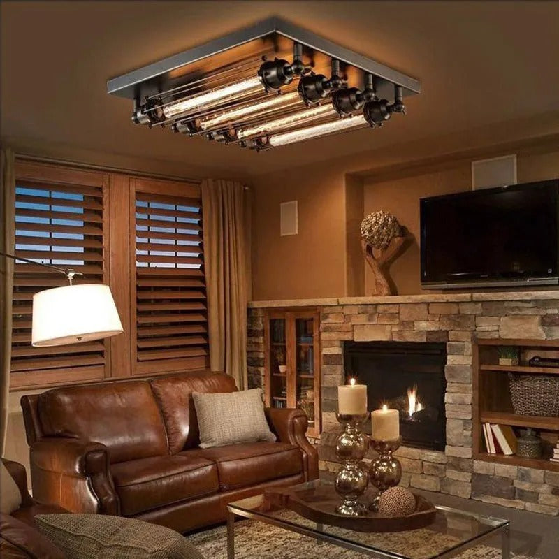EpochVintage Tubed Metal Flush Mount Ceiling Light Living Room