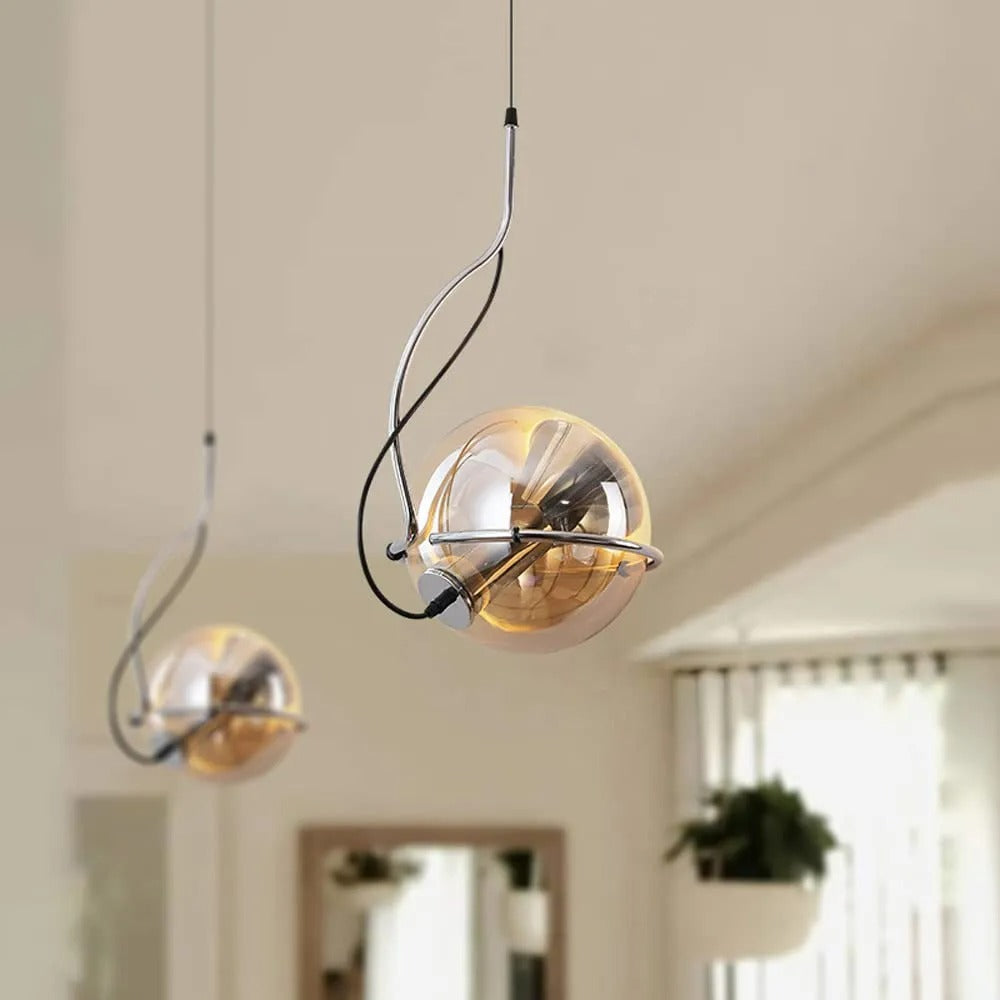 Valentina American Vintage Pendant Light Amber Glass Living Room/Bedroom/Dining Room - Letslighting