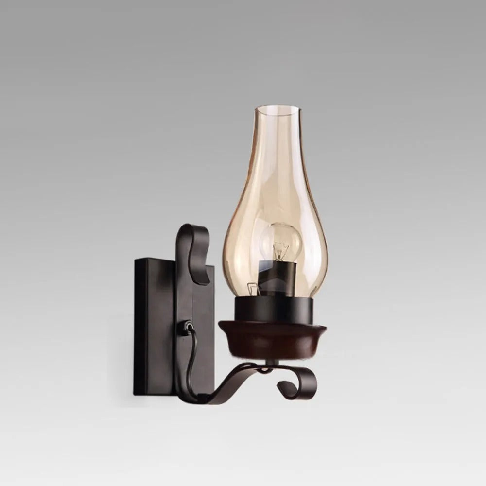 Epoch Vintage Candle Wood Metal Wall Lamp