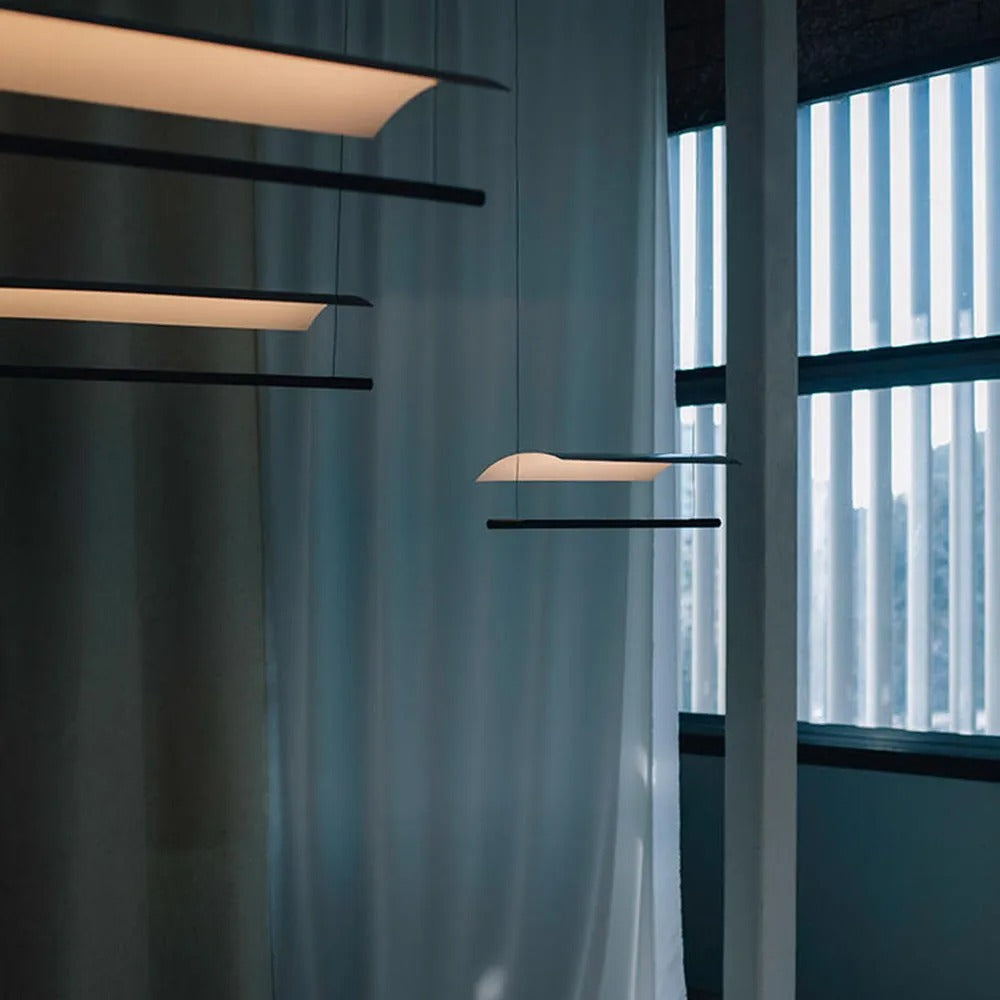 Arisha Minimalist Linear Metal Pendant Light Flat Curved