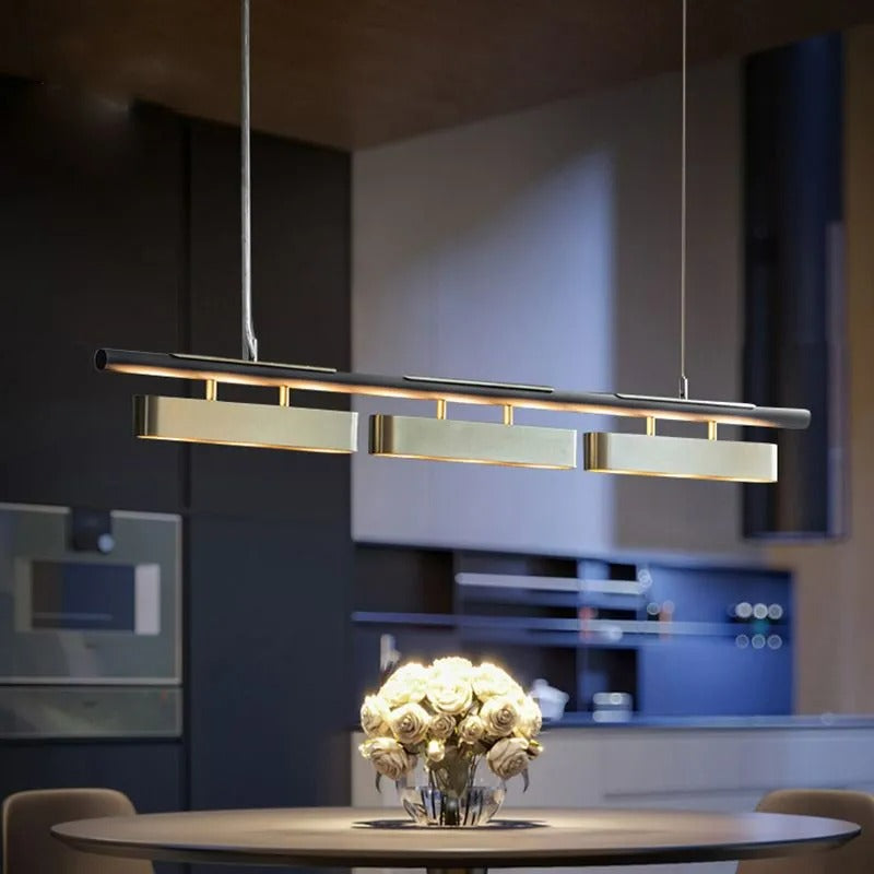 Arisha Pendant Light Rectangular Modern Metal Brass Office - Letslighting