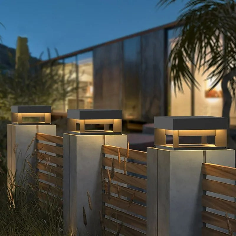 Ray Post Modern Solar Square Metal LED Outdoor Light