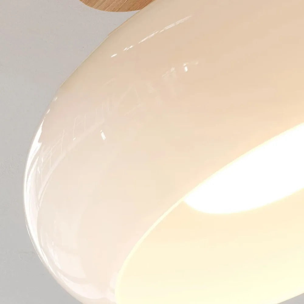 Valentina Flush Mount Ceiling Light Cup Minimalist Wood Glass