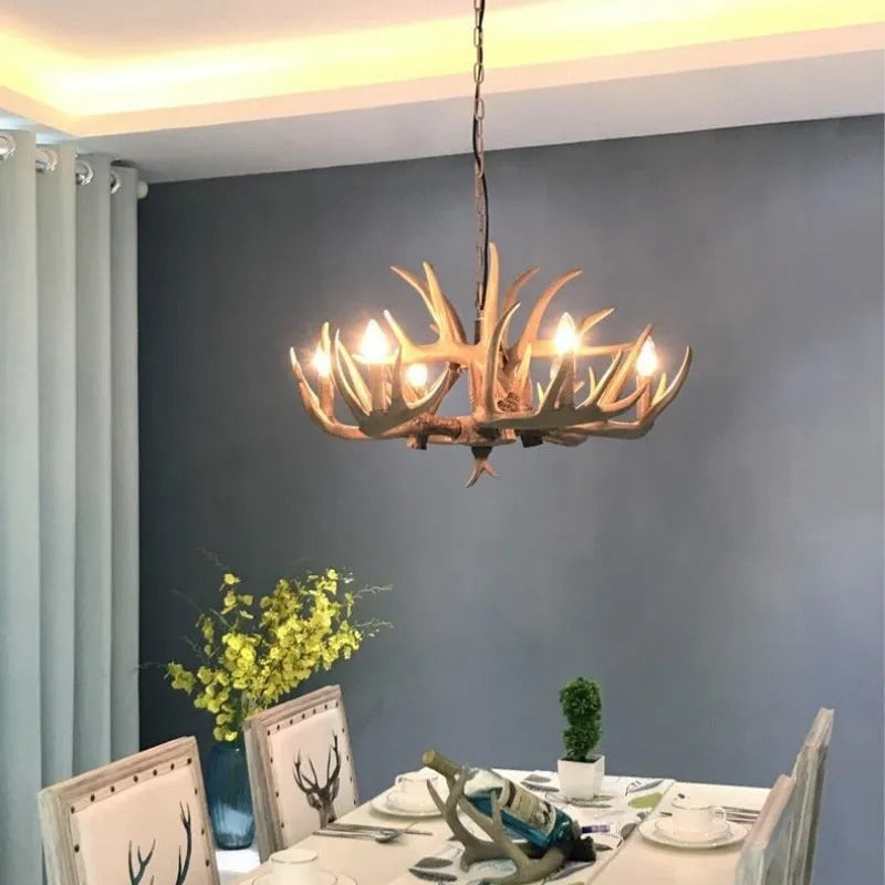 Epoch Retro Deer Horn Resin Chandelier Living Room - Letslighting