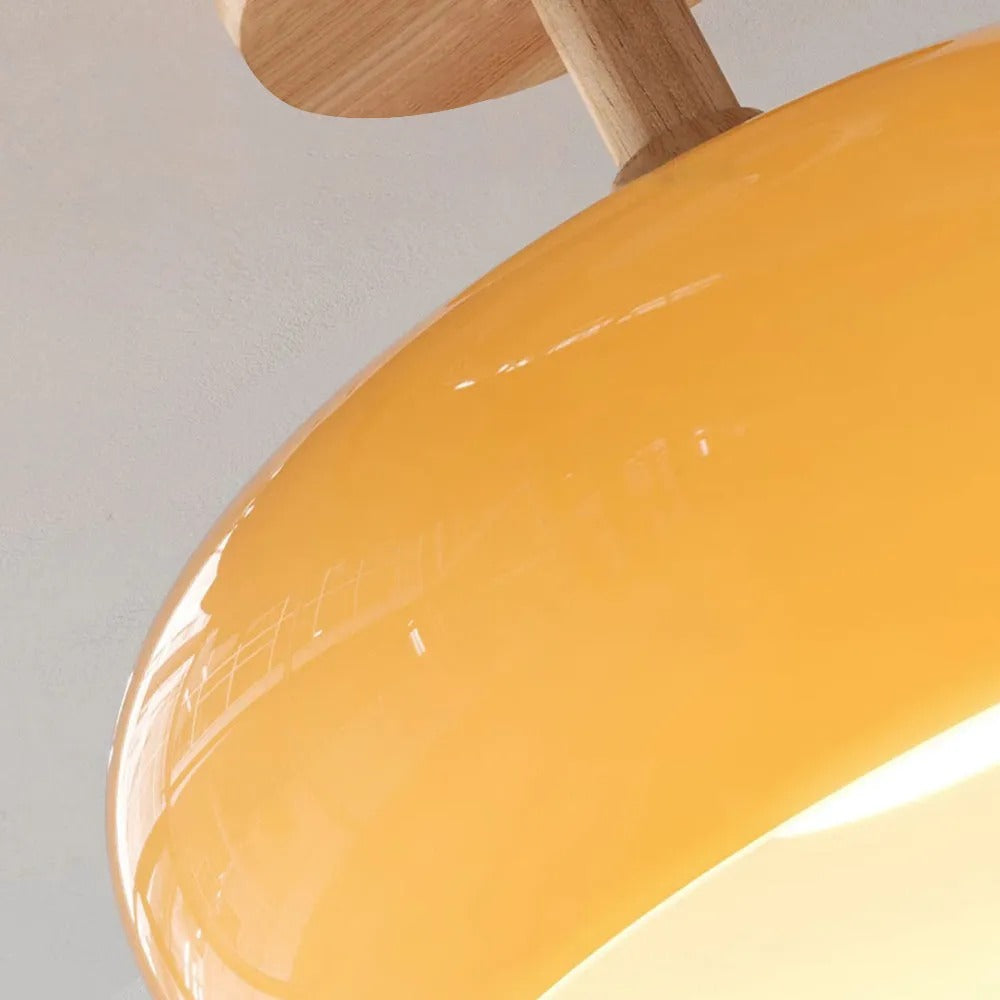 Valentina Flush Mount Ceiling Light Cup Minimalist Wood Glass