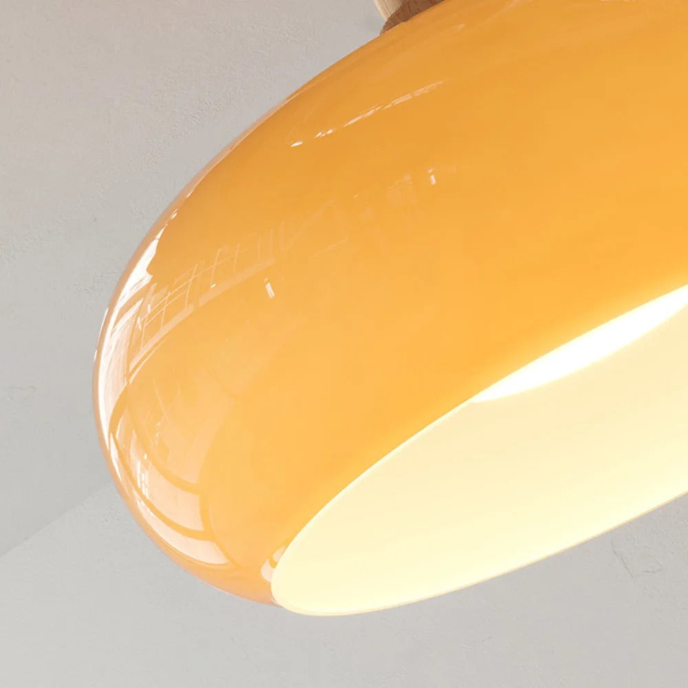 Valentina Flush Mount Ceiling Light Cup Minimalist Wood Glass