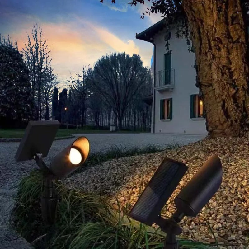 Ray Modern Round Glass/Metal Solar Outdoor Ground Lamp Spotlight