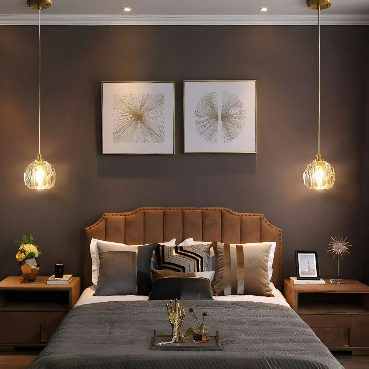 Kristy Luxury Globe Metal/Glass Pendant Light, Bedroom
