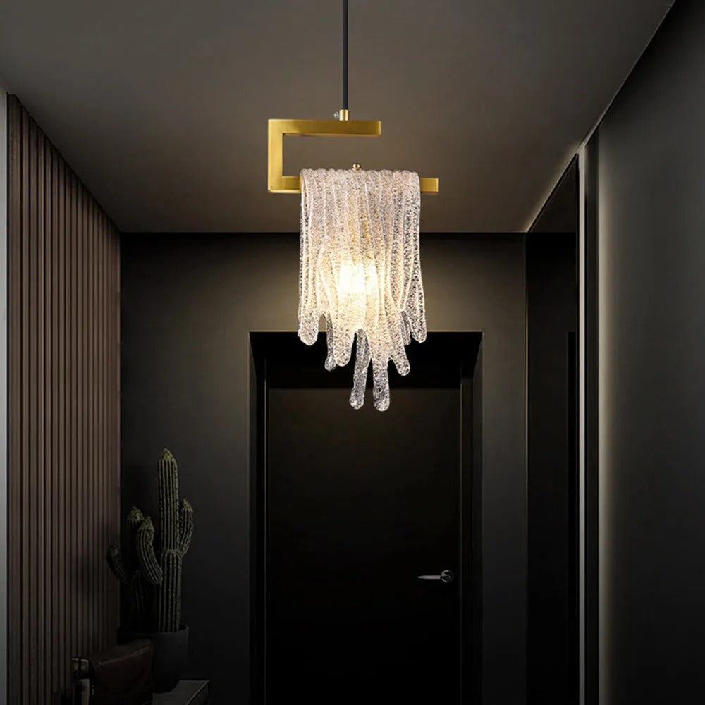 Kristy Modern Flowing Jelly Pendant Light Crystal Brass