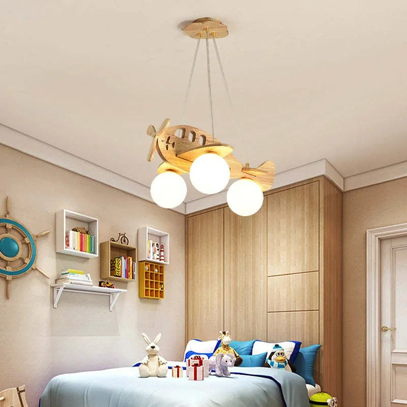 Arisha Vintage Airplane Shape Pendant Light, Wood - Letslighting