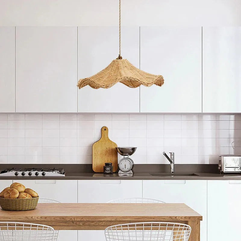 Ritta Classic Wave LED Pendant Light Rattan Dining Room/Living Room - Letslighting