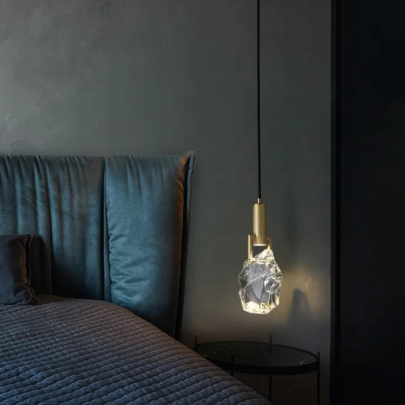 Kristy Modern Drop Crystal Pendant Light, Brass