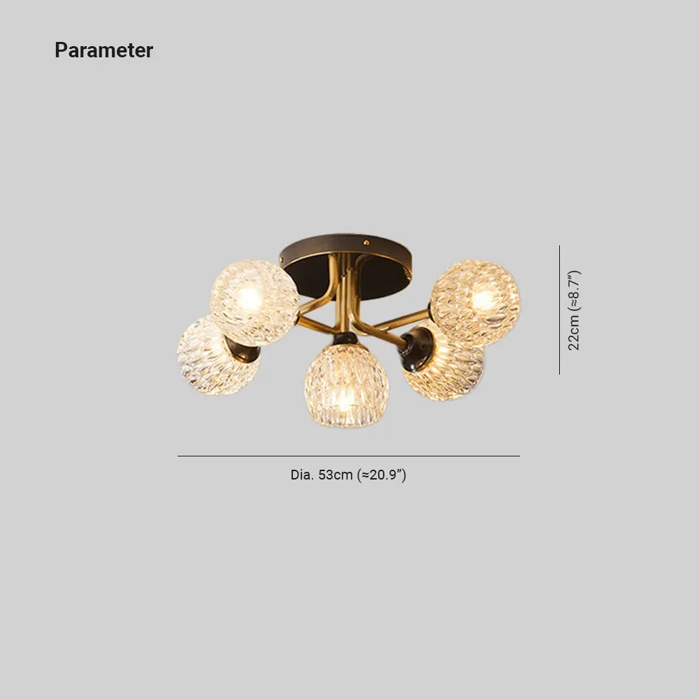 Valentina Luxury Flush Mount Ceiling Light /Glass Living Room - Letslighting