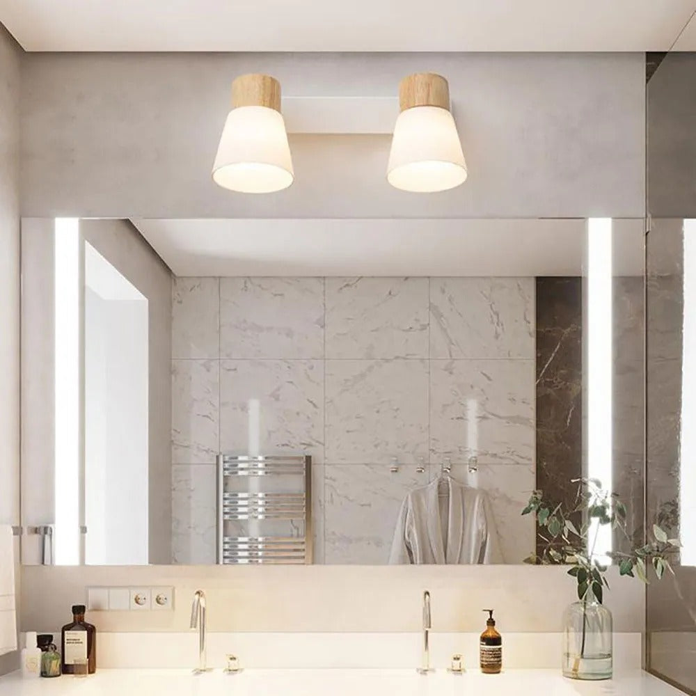 Muto Wall Lamp Nordic Vanity Mirror Front Wood Glass Basement - Letslighting