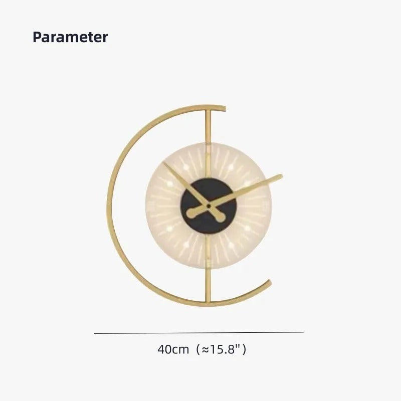 Arisha Modern Clock LED Indoor Wall Lamp Metal Wood Living Room Bedroom Dining Room