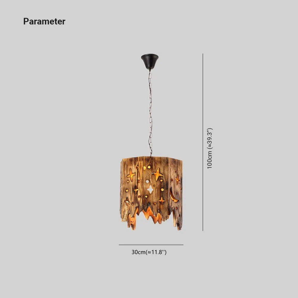 Epoch Retro Starry Metal & Wood Pendant Light