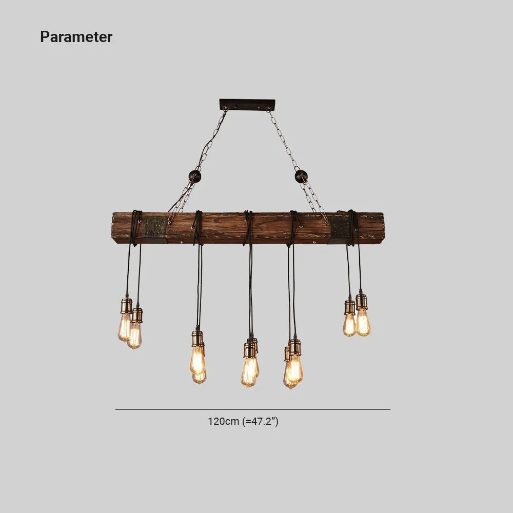Epoch Linear Retro Wood Pendant Light, Bronze - Letslighting
