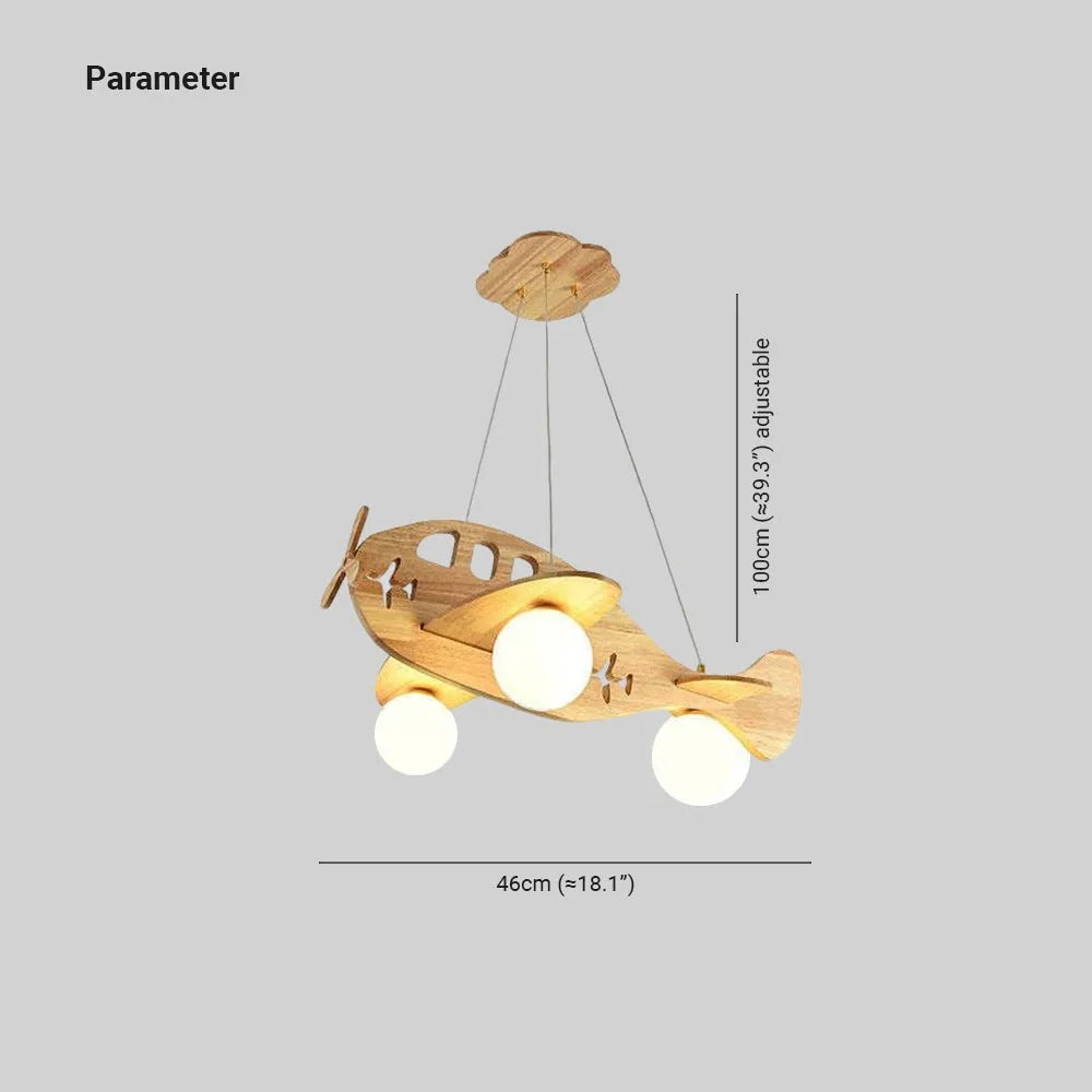 Arisha Vintage Airplane Shape Pendant Light, Wood - Letslighting