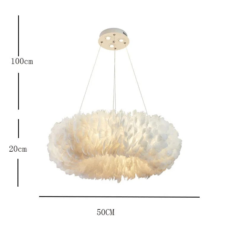 O'Moore Romantic Ring Feather/ Pendant Light, Natural Feather - Letslighting