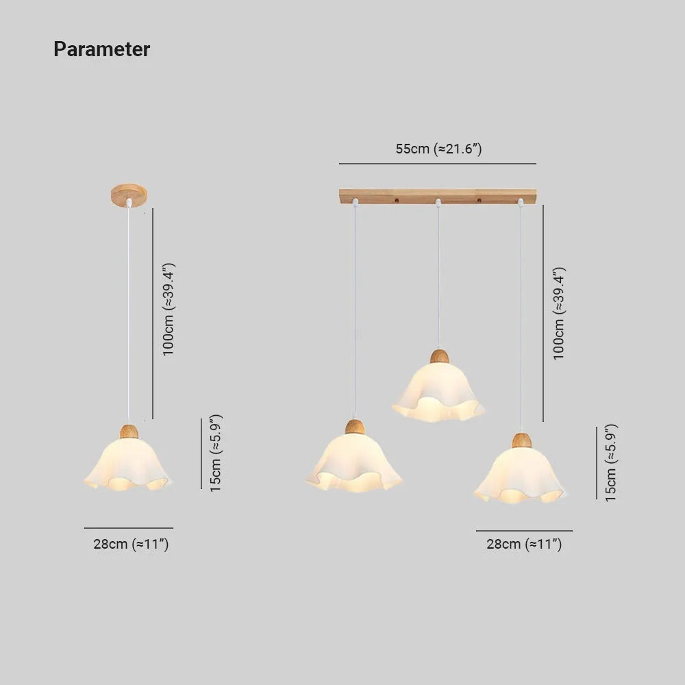 Muto Minimalist Flower Acrylic Wood Pendant Light
