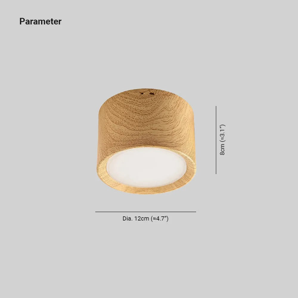 Muto Modern Round Flush Mount Ceiling Light, Wood/Black, Living Room
