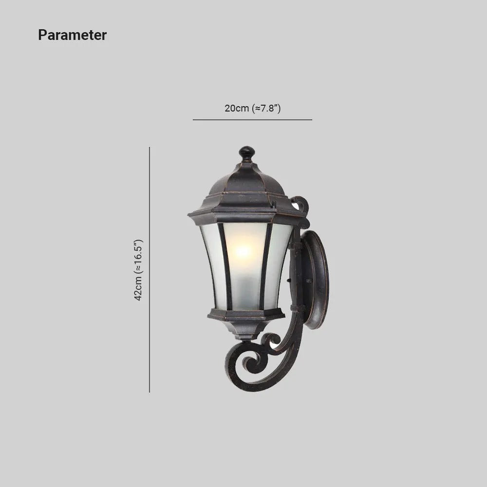 RayVintage Lantern Metal Glass Outdoor Wall Lamp