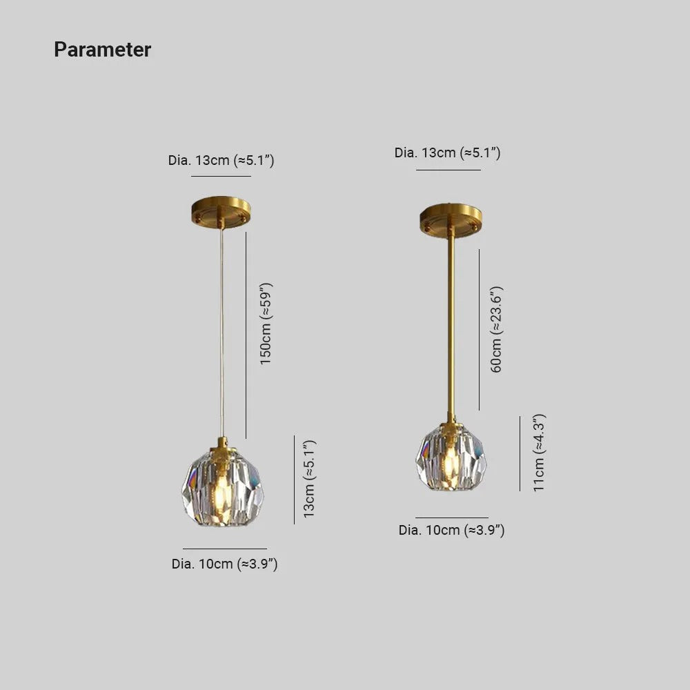 Kristy Luxury Globe Metal/Glass Pendant Light, Bedroom