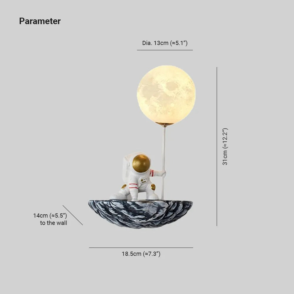 Aria Decorative Astronaut Glass Acrylic Wall Lamp