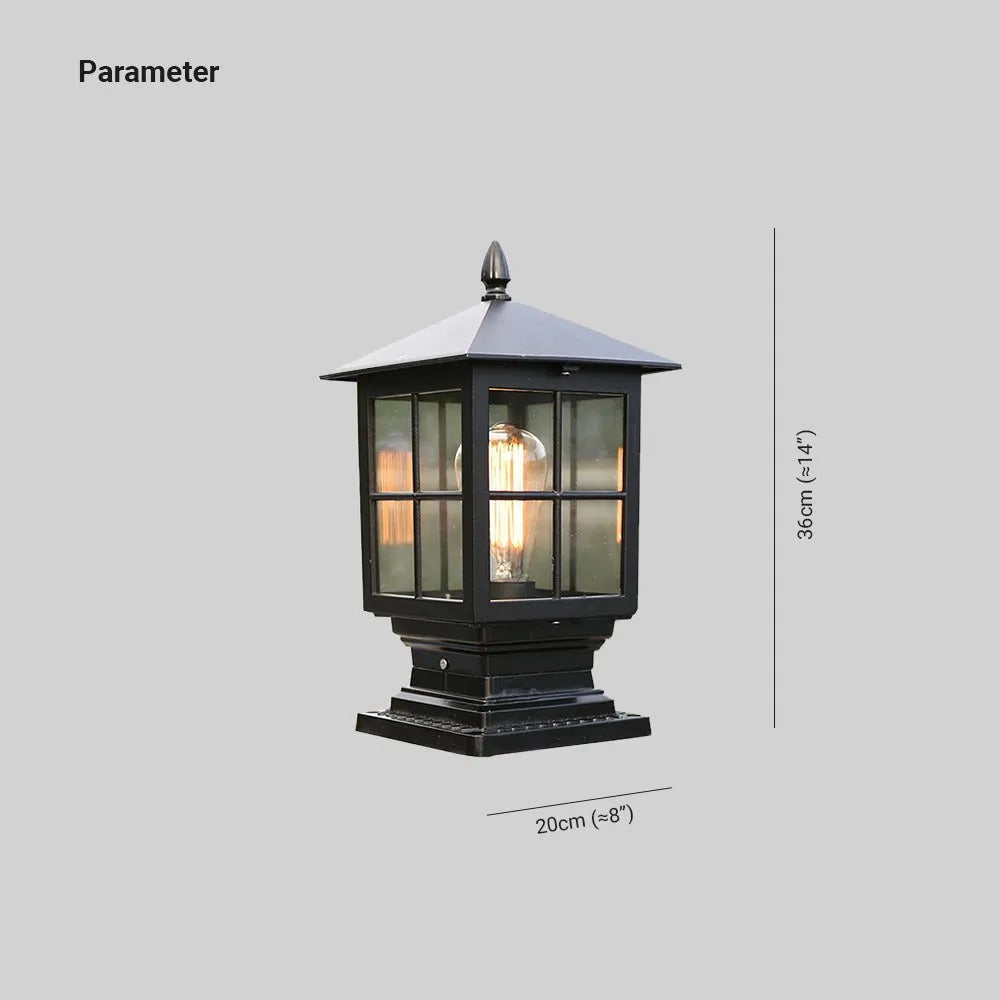 Ray Modern Metal Glass Lantern LED Outdoor Light Post