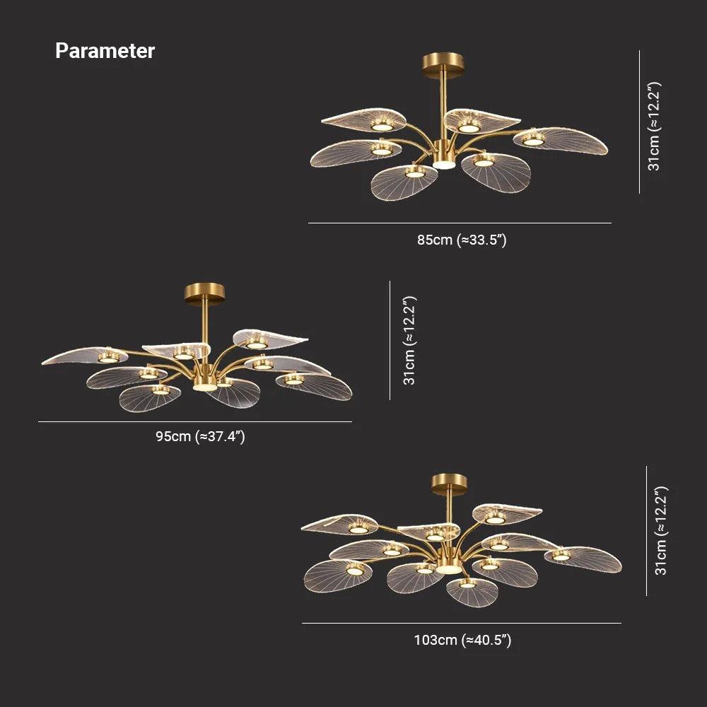 Arisha Art Deco Leaf Acrylic Chandelier - Letslighting